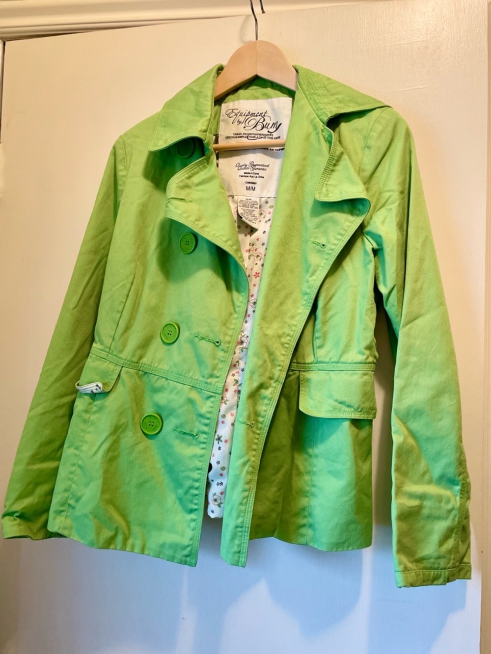 Bright Green Women's Trench Coat by Equipment by BUM